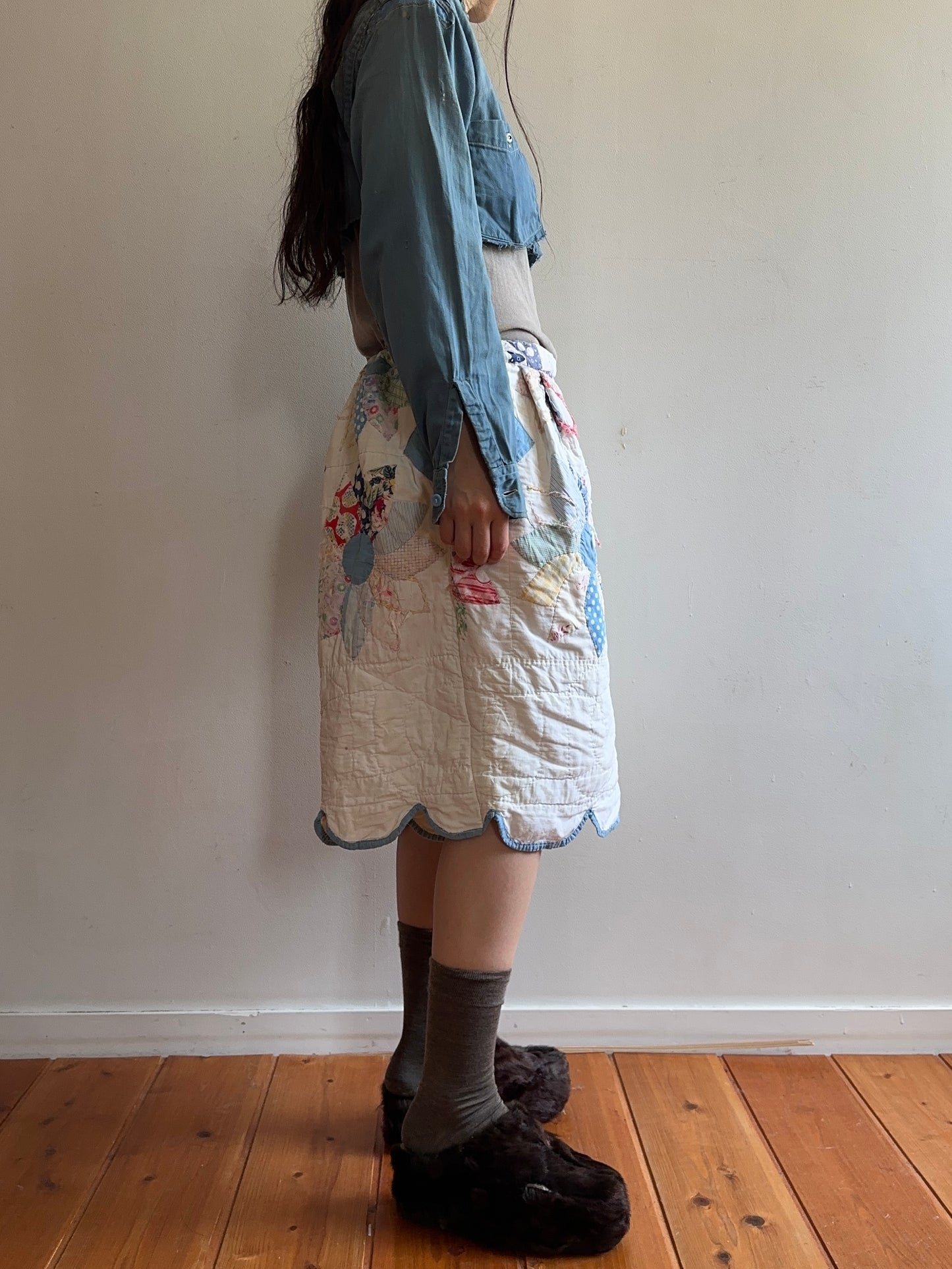 old quilt tuck short pants