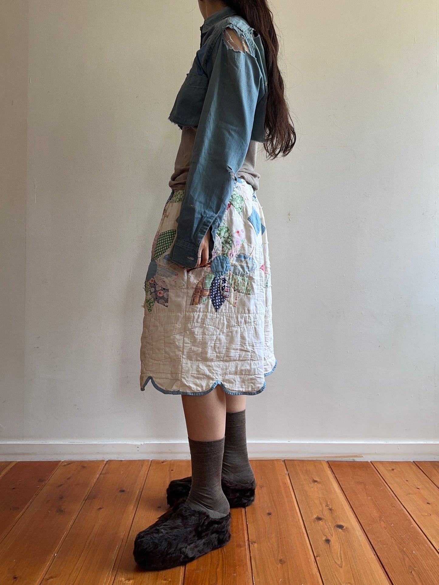 old quilt tuck short pants